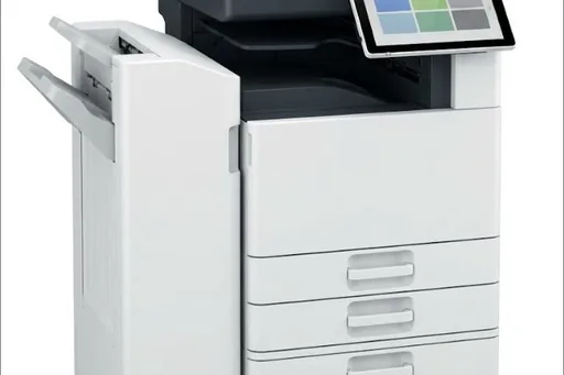 An office multifunction copier with its finishing unit fitted